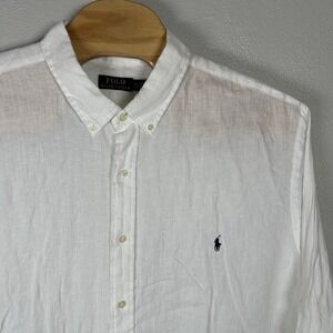 NEW Polo Ralph Lauren Mens 4XLTall Long Sleeve White Linen Button Down Shirt